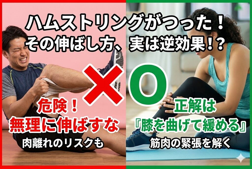 【衝撃】「つったら伸ばす」が逆効果な理由。ハムストリングの正しい救急処置