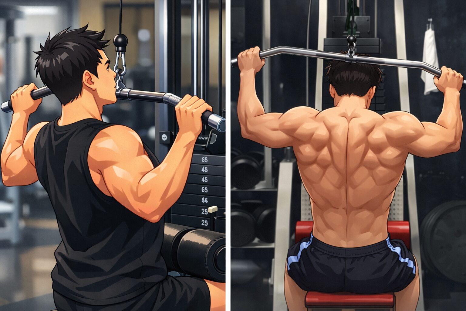 ラットプルダウンで初心者がやりがちな「効かない引き方」